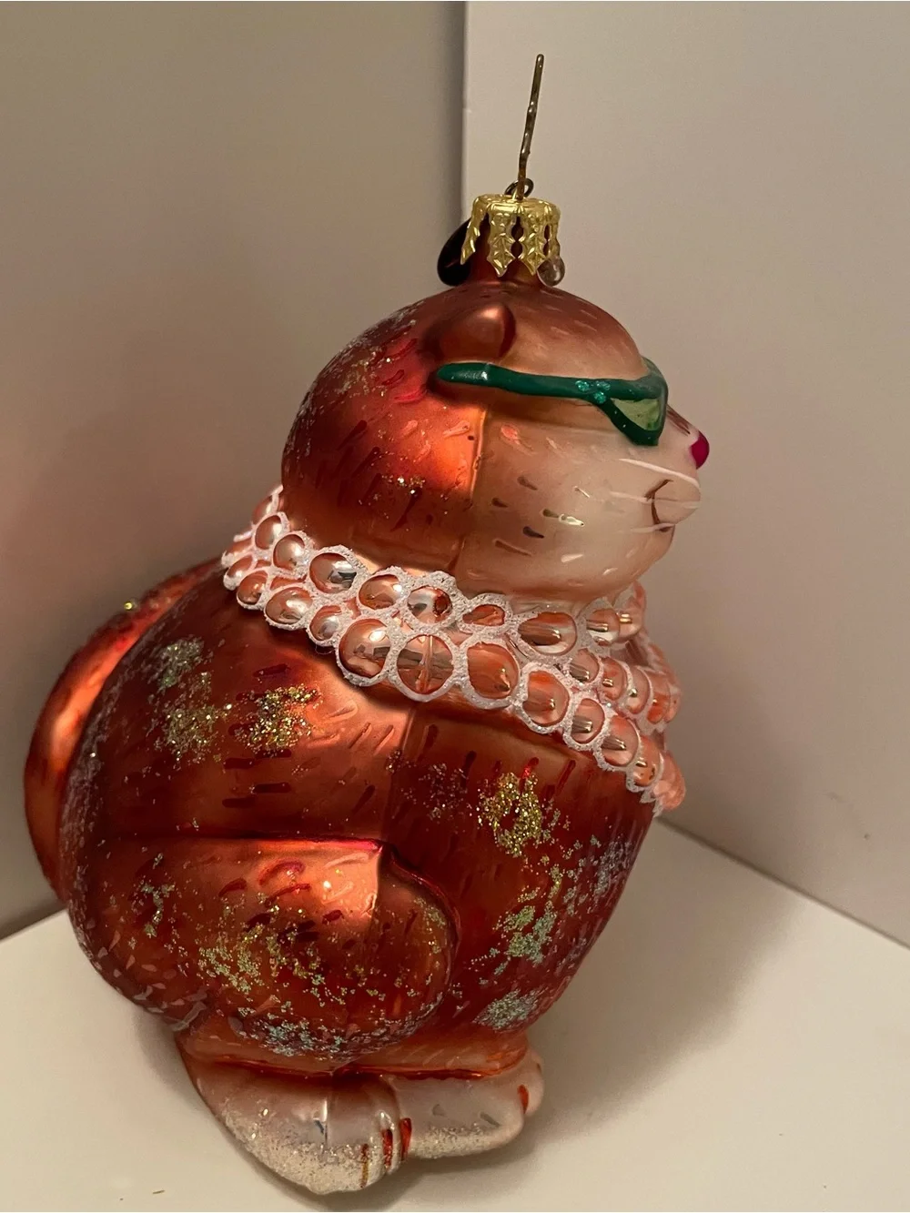 Christopher Radko “Fancy Feast”  Fat Cat Glass Ornament Christmas Boxed